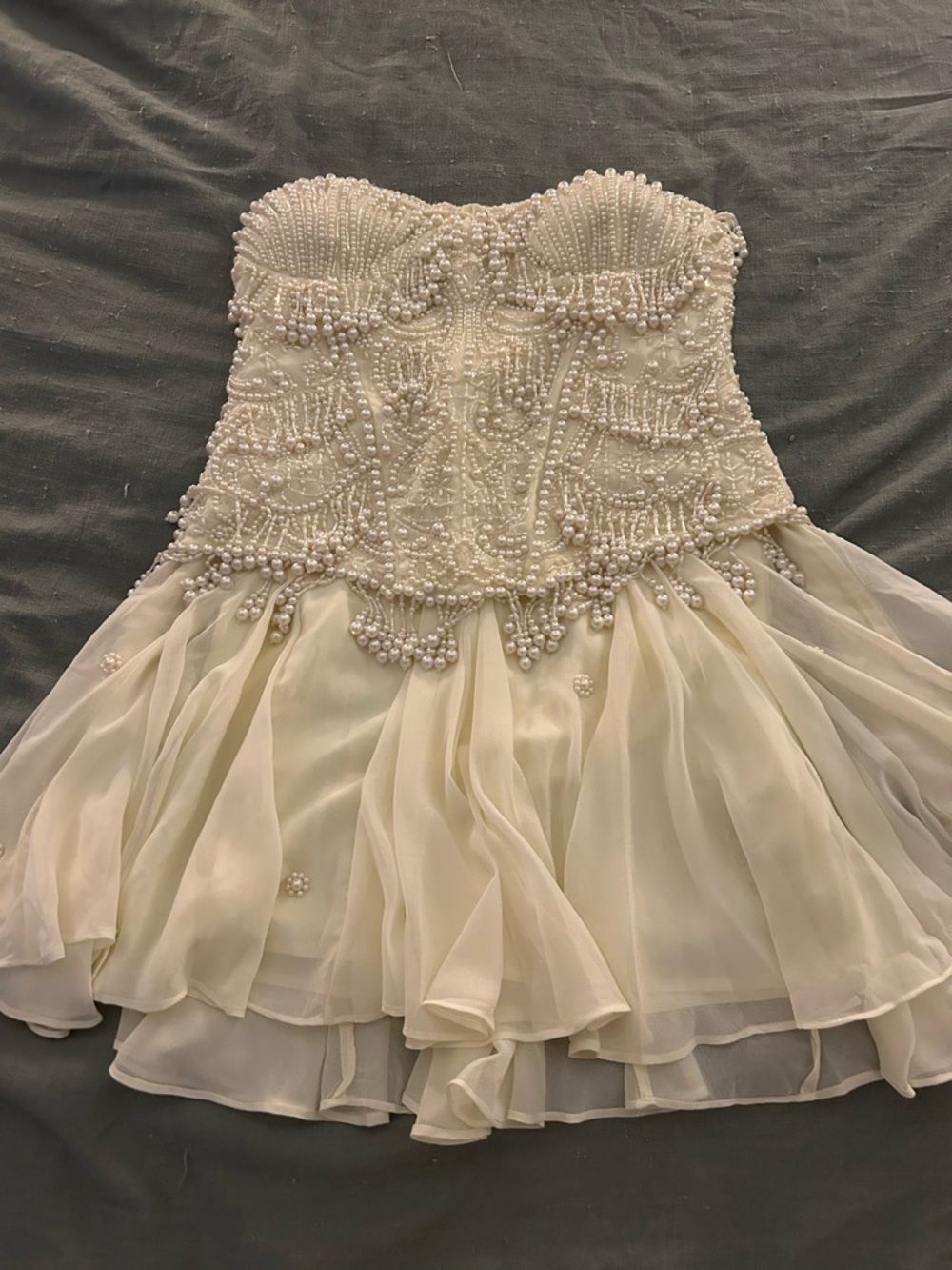 ASOS Ivory Beaded Strapless Mini Dress
Reception/Bachelorette/Bridal Dress